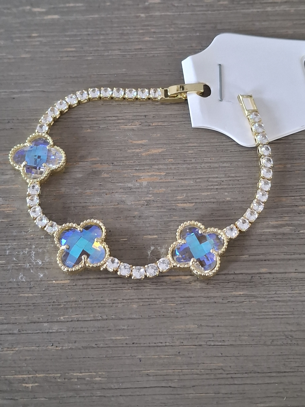 Gold-Plated Bracelet with Blue Aurora Crystal Accents